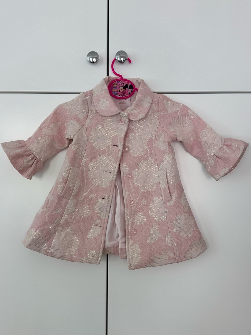 Biscotti Pink Floral Textured Pea Coat